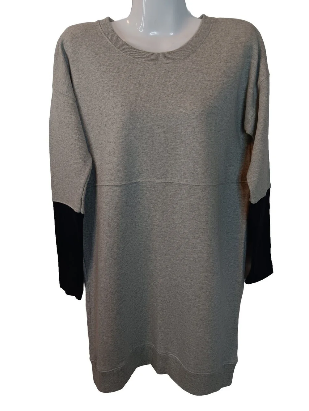 Madewell Gray & Blue Colorblock Jumpstart Crew Neck Sweatshirt Dress, XS